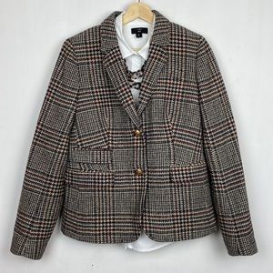 NWT J.Crew 10 Schoolboy Blazer Plaid Blue Burgundy Beige Houndstooth